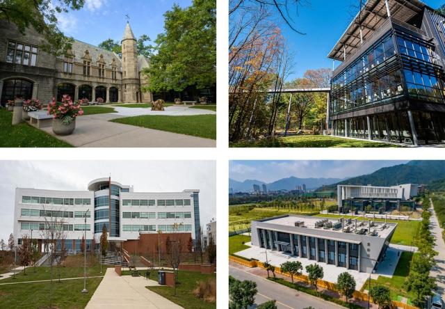 Photo grid showing four kean campus locations