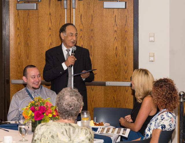 Kean University President Dr. Dawood Farahi speaks at the New Faculty Orientation.