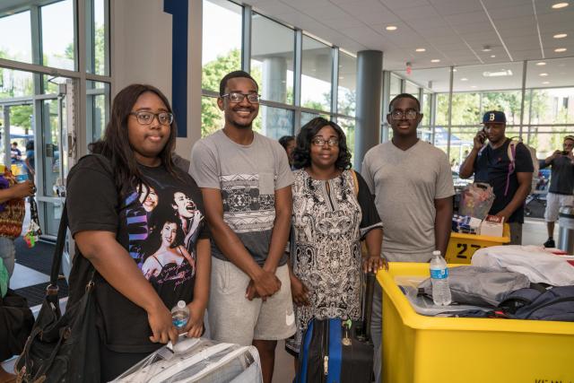 Kean freshman Benjamin Rockson and his family at Kean Move-in Day.