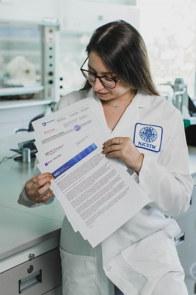 Antonucci looks over the six acceptance letters she received