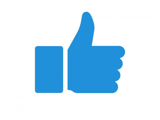 A blue thumbs up