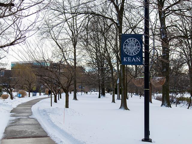 A path though Kean's snow-covered Union campus