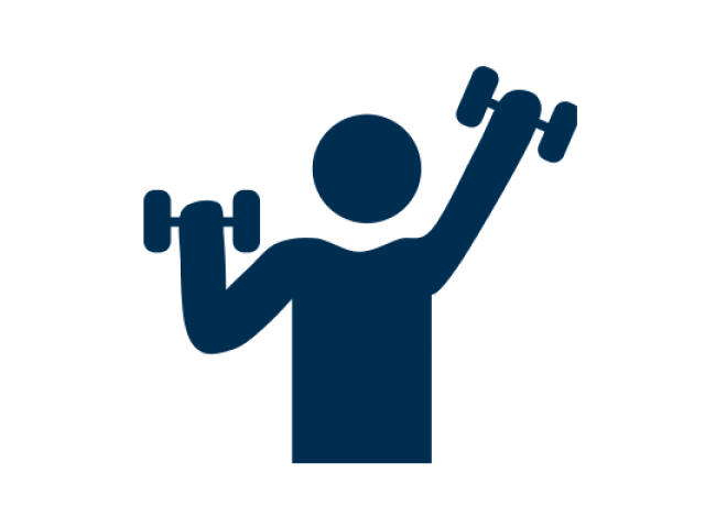 Icon of a person working out with weights. 