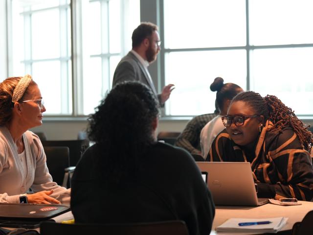 Students work on their portfolios in the workshop