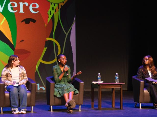 Imbolo Mbue speaks at Kean during Common Read