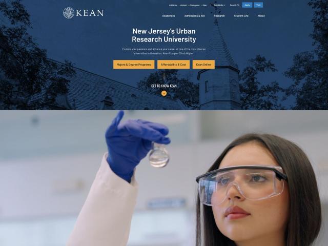 Kean website homepage