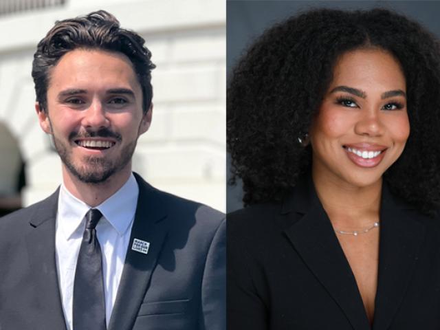 Headshots of David Hogg and Tiana Day, keynote speakers at the HRI Conference