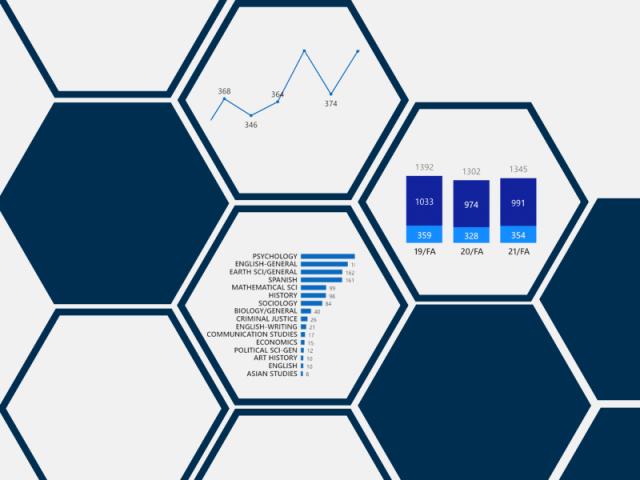 Degrees Awarded data in abstract hexagonal honeycomb pattern 