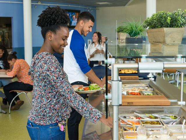 Students enjoy the salad bar