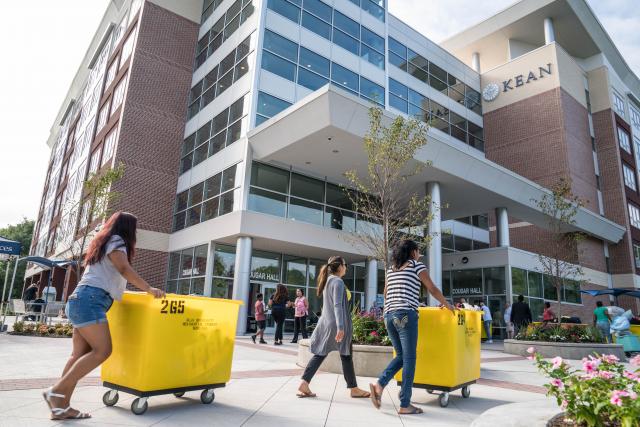 Students and their families moved in to Cougar Hall on Kean University's main campus in Union.