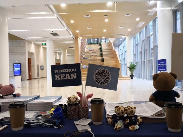  2018 China-US Education Forum in Wenzhou-Kean shows lobby and Kean Wenzhou items