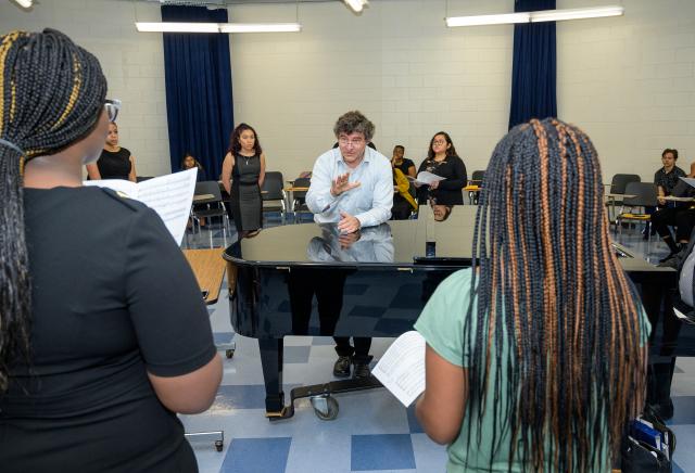 Vienna Boys Choir Artistic Director and President Gerald Wirth worked with Kean's Concert Choir