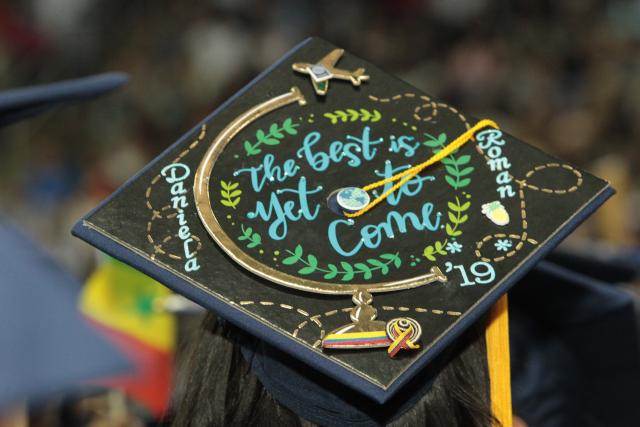 Graduation cap saying the best is yet to come