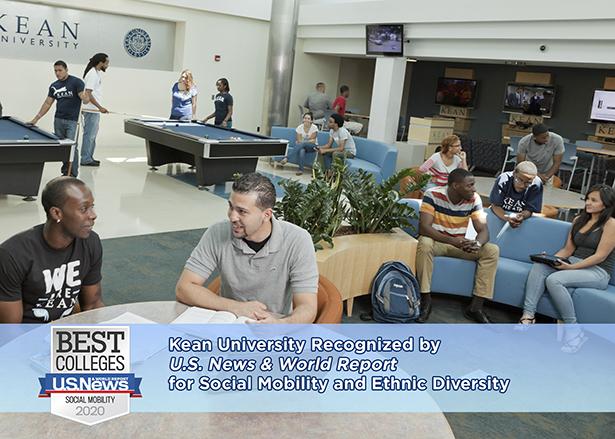 A diverse group of students on Kean University's campus.