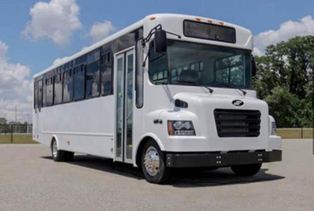 Kean will be rolling out electric buses on campus. This is an example of an electric bus.