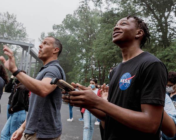 Kean Scholar academy students pilot a drone at Skylands