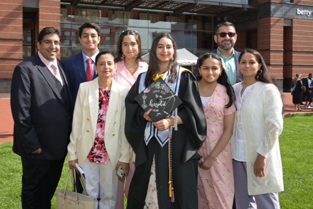 Scottish family celebrating graduation