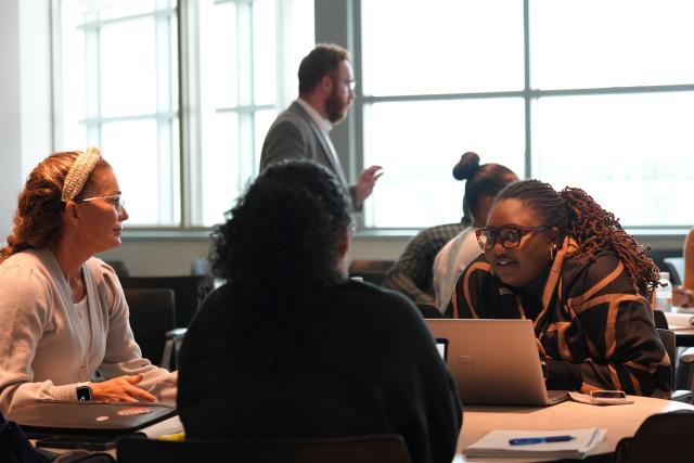 Students work on their portfolios in the workshop