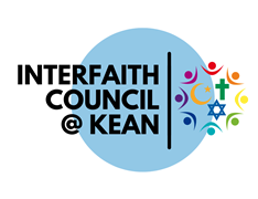 Logo of Interfaith Council at Kean featuring symbols of Christianity, Judaism, and Islam