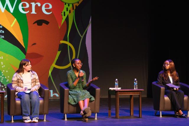 Imbolo Mbue speaks at Kean during Common Read