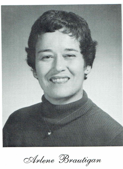 A black and white image of Arlene Brautigan