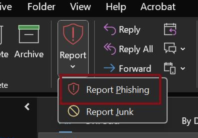 Instructions for reporting phishing via emails 