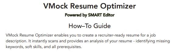 VMock Resume Editor Guide