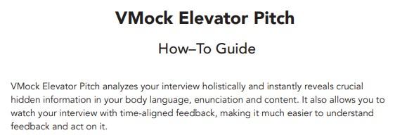 VMock Elevator Pitch Guide